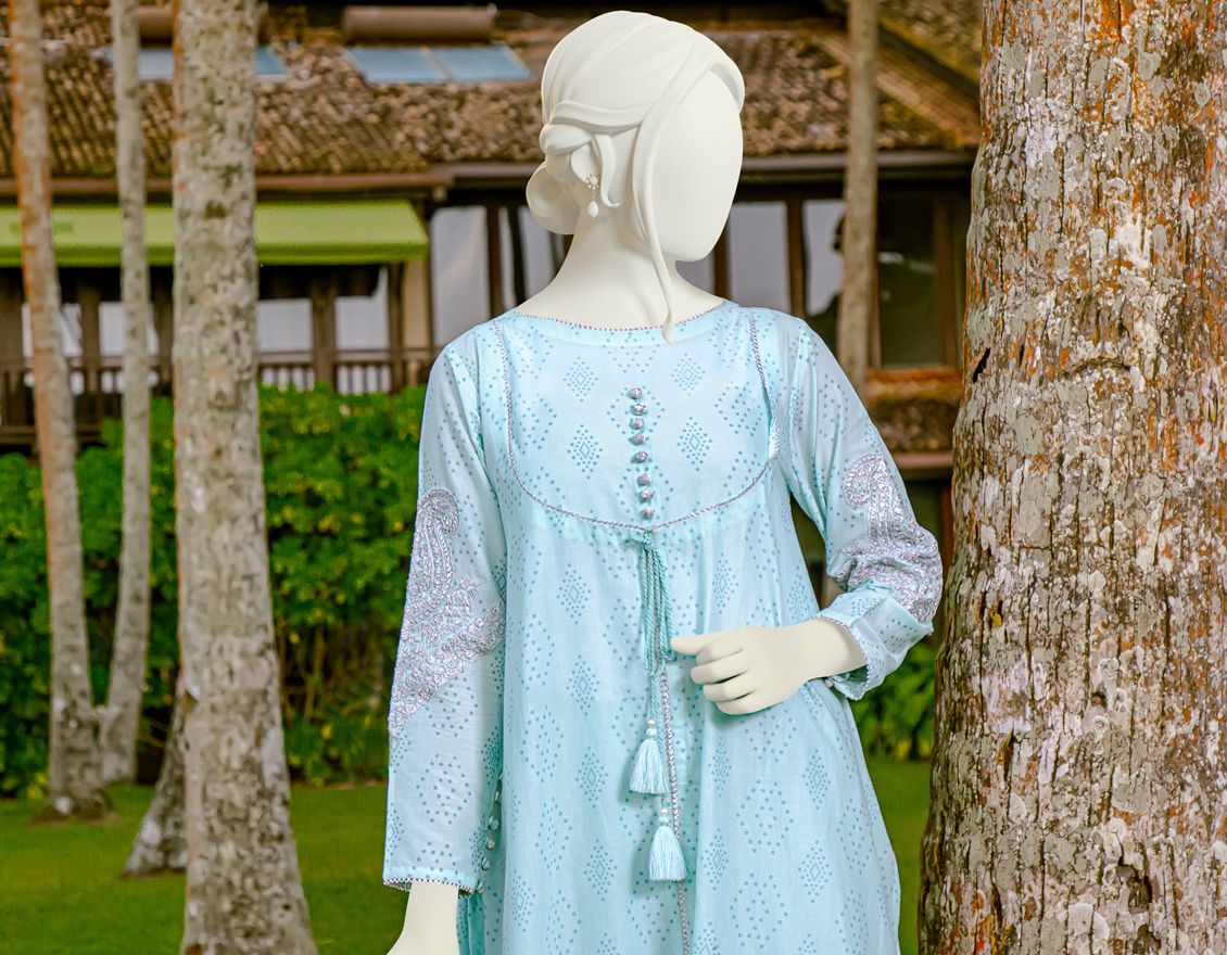 LIME GREEN 3PC UNSTITCHED | JLAWN-S-US-22-052 ASTER - Image 2