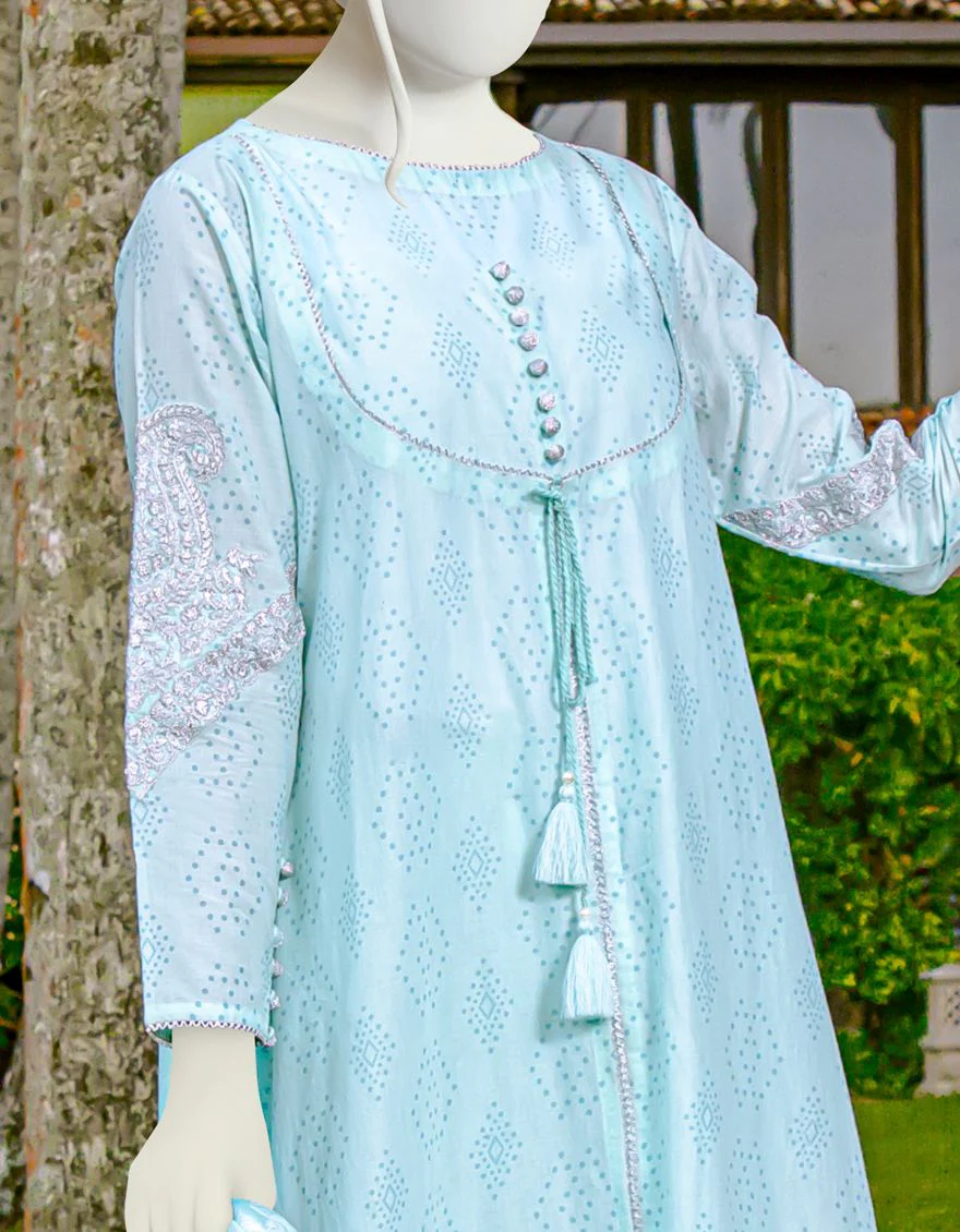 LIME GREEN 3PC UNSTITCHED | JLAWN-S-US-22-052 ASTER - Image 3