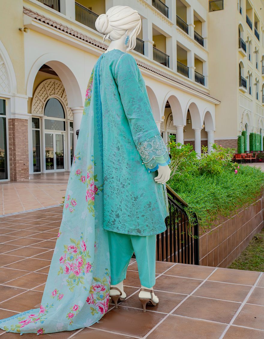 SEA GREEN LAWN 3PC UNSTITCHED | JLAWN-S-US-22-055 IMOGEN - Image 2