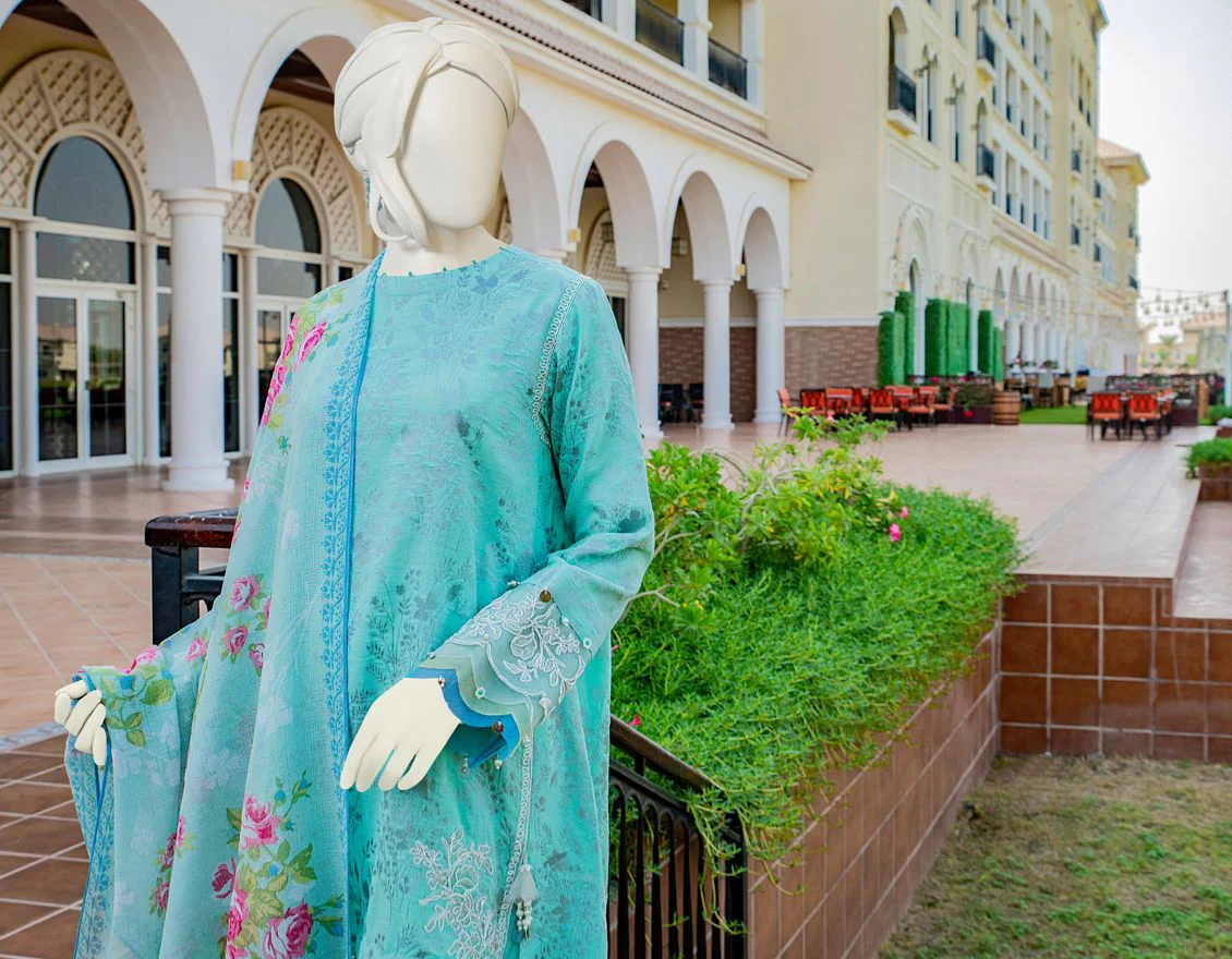 SEA GREEN LAWN 3PC UNSTITCHED | JLAWN-S-US-22-055 IMOGEN - Image 4