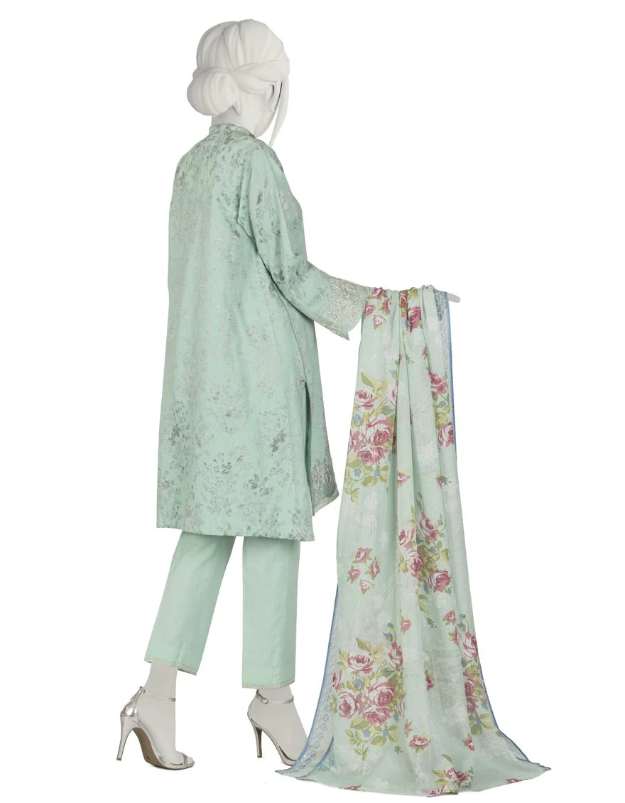 SEA GREEN JACQUARD 3PC STITCHED | JLAWN-S-US-22-055/S IMOGEN - Image 2