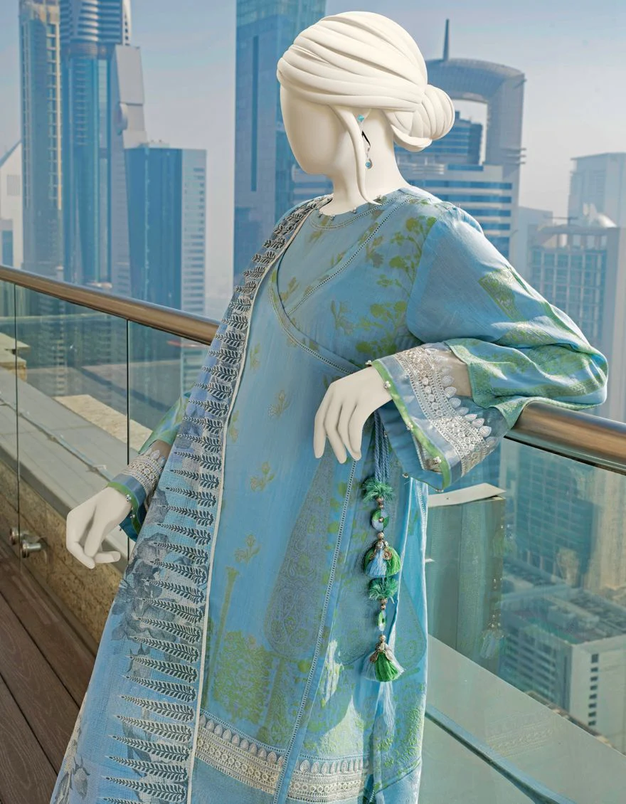 BLUE LAWN 3PC UNSTITCHED | JLAWN-S-US-22-056 MANELI - Image 2
