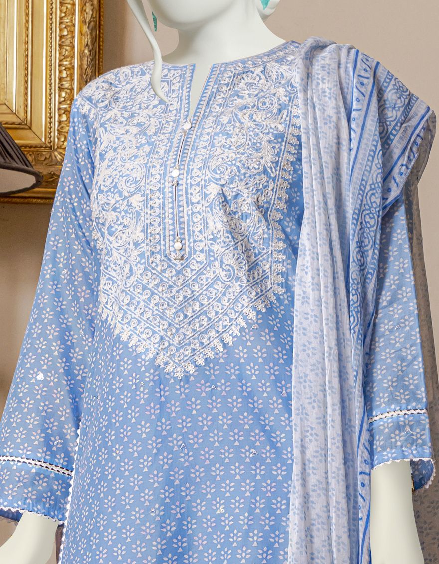 BLUE 3PC UNSTITCHED | JLAWN-S-US-22-058 BOTAN - Image 3