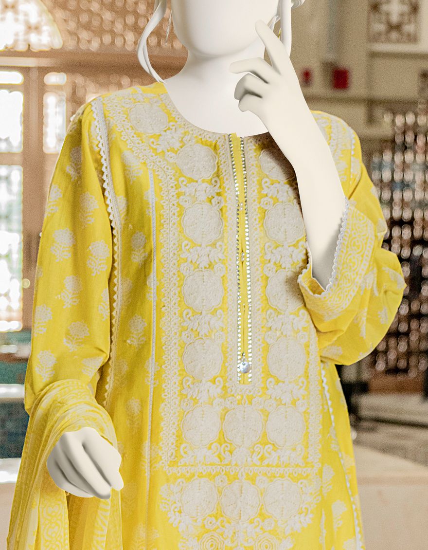 YELLOW LAWN 3PC UNSTITCHED | JLAWN-S-US-22-060 AKIO - Image 4