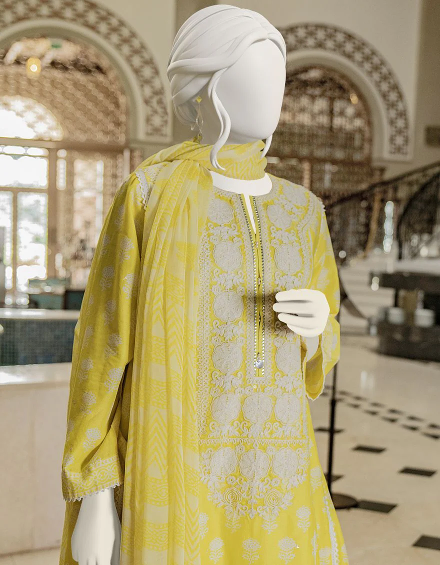 YELLOW LAWN 3PC STITCHED | JLAWN-S-US-22-060/S AKIO - Image 3