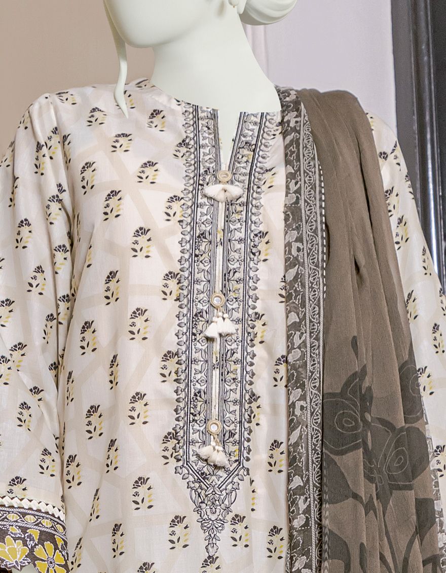 BLACK-OFF WHITE 3PC UNSTITCHED | JLAWN-S-US-22-061 TURLY ETHNIC - Image 3
