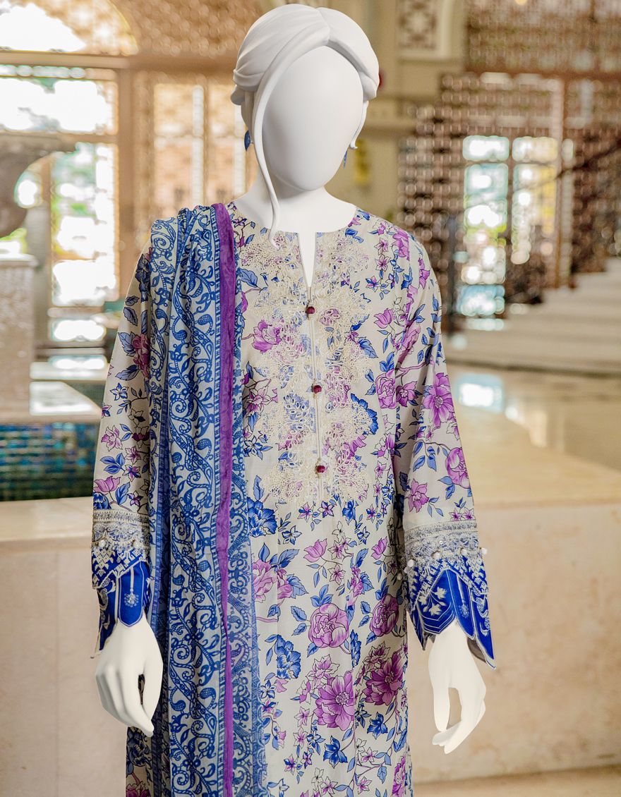 OFF WHITE LAWN 3PC UNSTITCHED | JLAWN-S-US-22-062 BELLA VASTE - Image 3