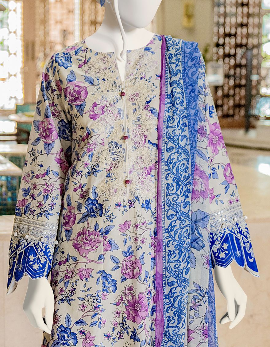 OFF WHITE LAWN 3PC UNSTITCHED | JLAWN-S-US-22-062 BELLA VASTE - Image 4