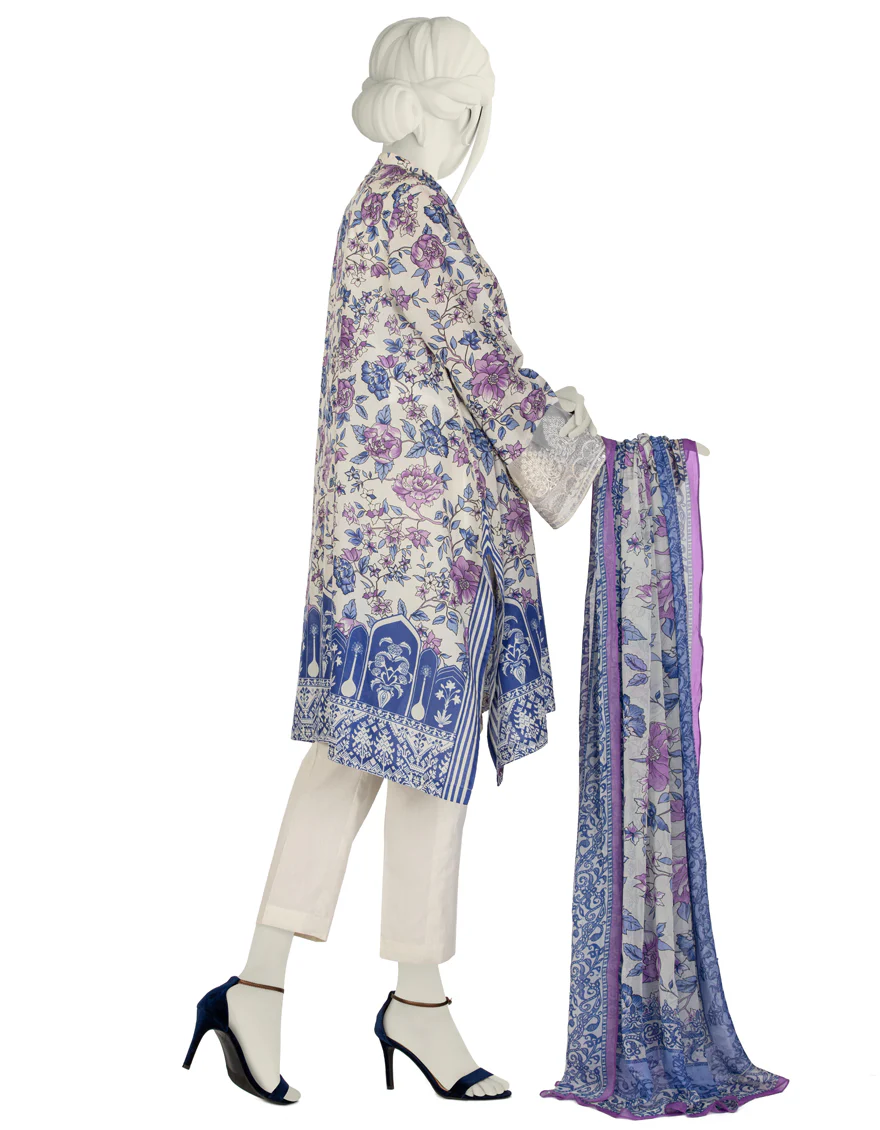 OFF WHITE LAWN 3PC STITCHED | JLAWN-S-US-22-062/S BELLA VASTE - Image 3