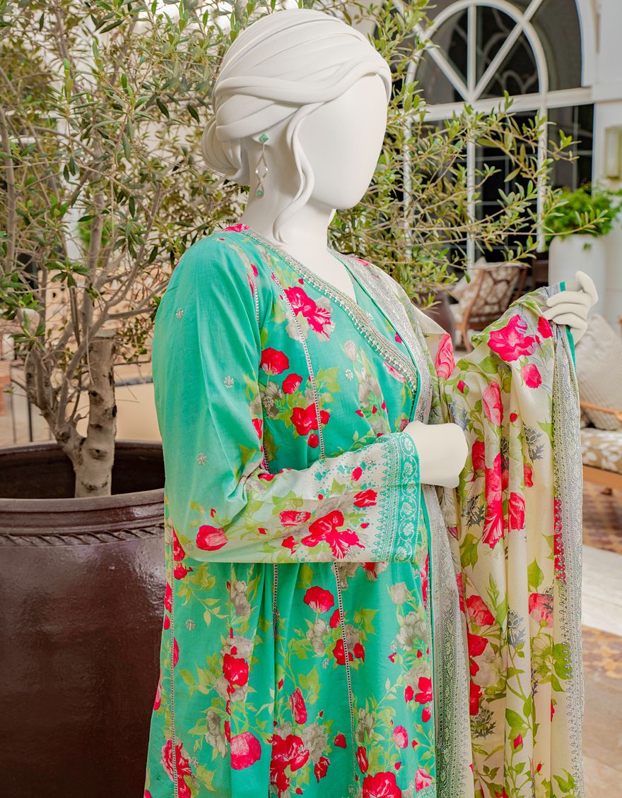 SEA GREEN 3PC UNSTITCHED | JLAWN-S-US-22-064 RAINA - Image 2