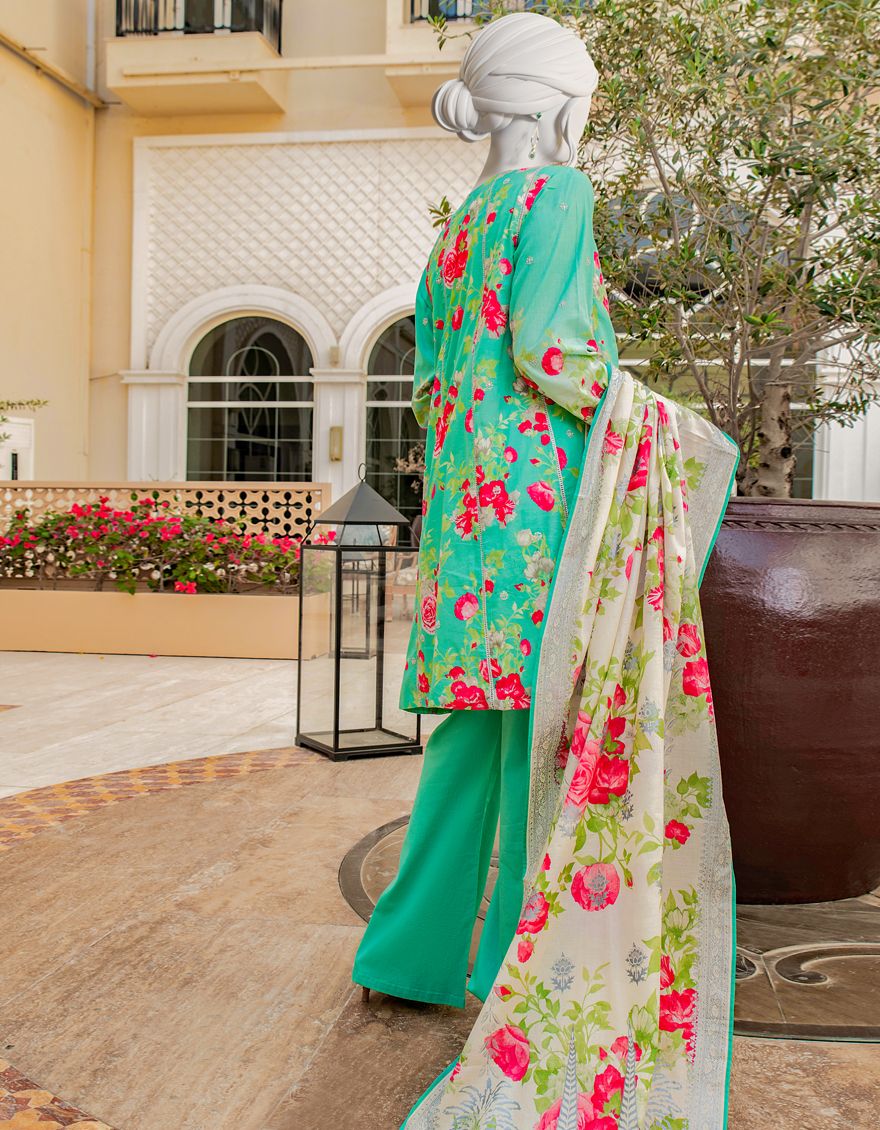 SEA GREEN 3PC UNSTITCHED | JLAWN-S-US-22-064 RAINA - Image 3