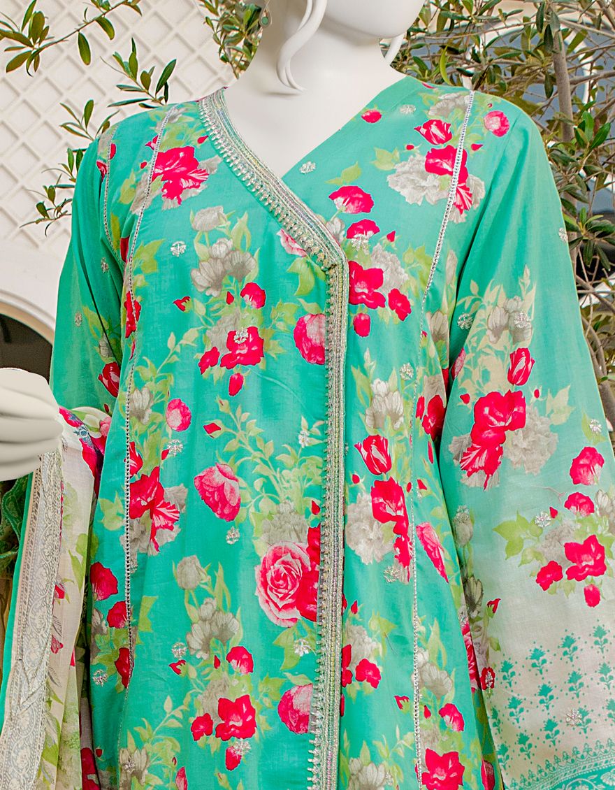 SEA GREEN 3PC UNSTITCHED | JLAWN-S-US-22-064 RAINA - Image 4