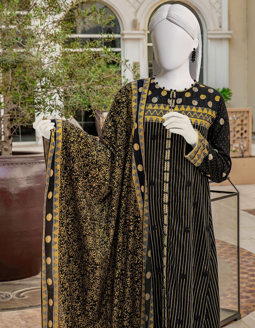 BLACK LAWN 3PC UNSTITCHED | JLAWN-S-US-22-065 TEHZEEB - Image 3
