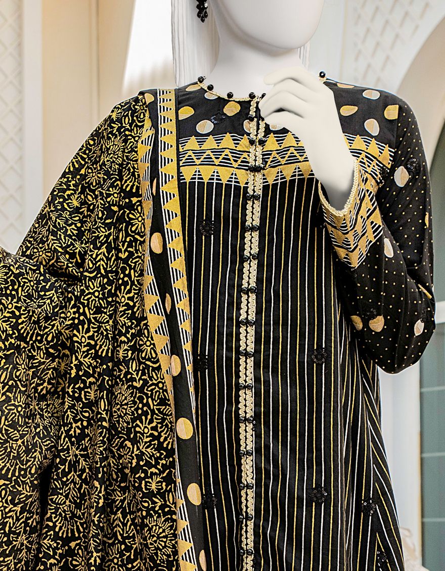 BLACK LAWN 3PC UNSTITCHED | JLAWN-S-US-22-065 TEHZEEB - Image 4