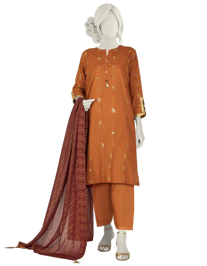 RUST 3PC STITCHED | JLAWN-S-US-22-067/S RIWAYAT