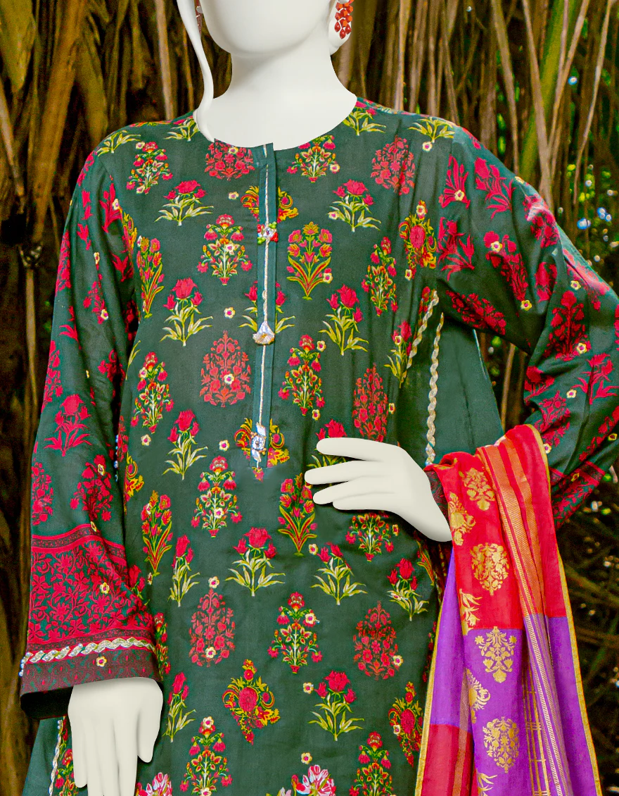 GREEN LAWN 3PC UNSTITCHED | JLAWN-S-US-22-068 HIRAYA - Image 2