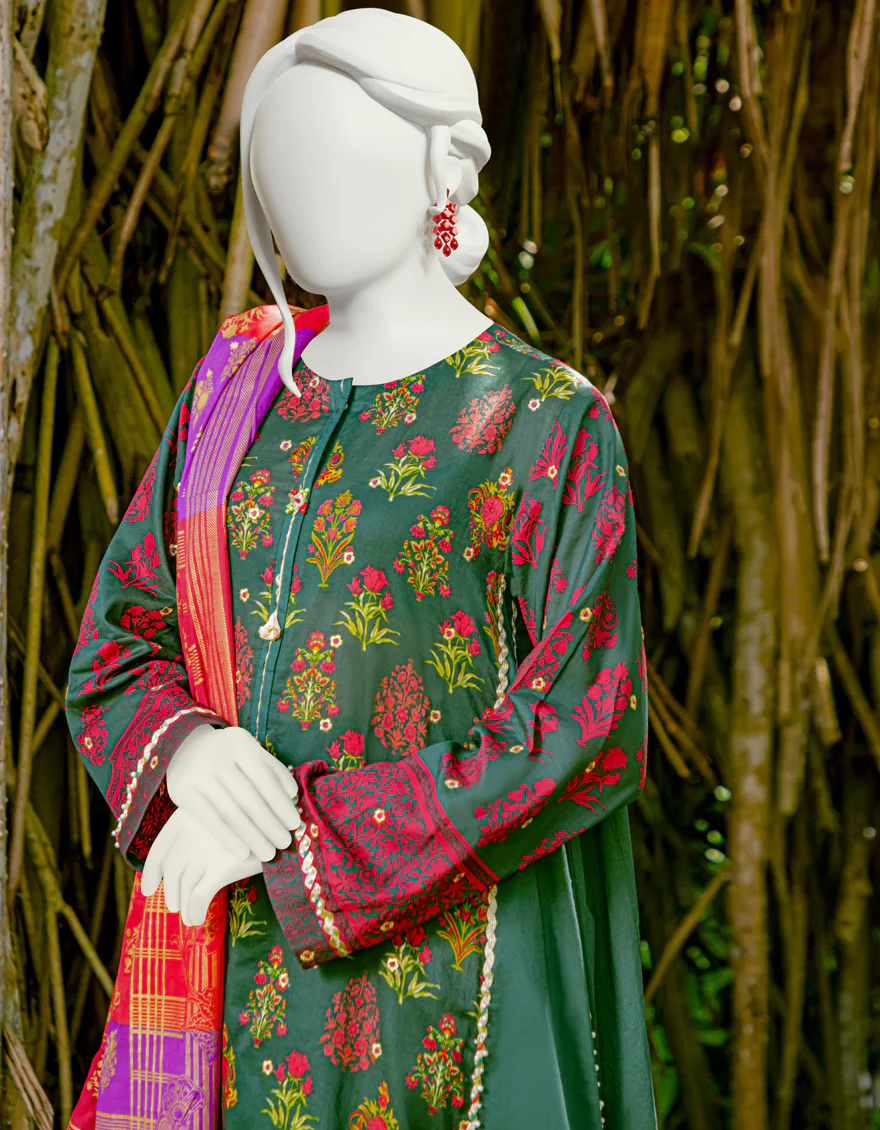 GREEN LAWN 3PC UNSTITCHED | JLAWN-S-US-22-068 HIRAYA - Image 3