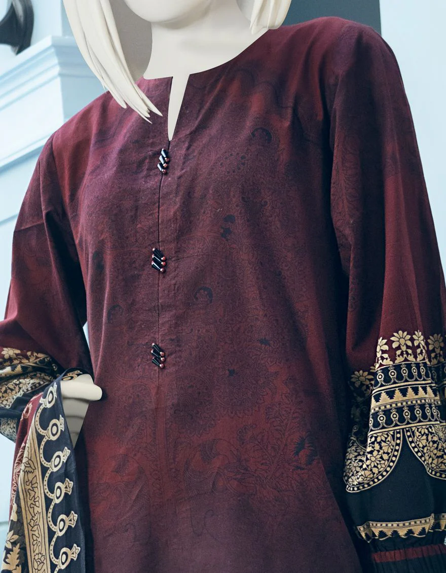 BLACK-MAROON LAWN 3PC UNSTITCHED | JLAWN-S-US-22-089 MADDER - Image 4