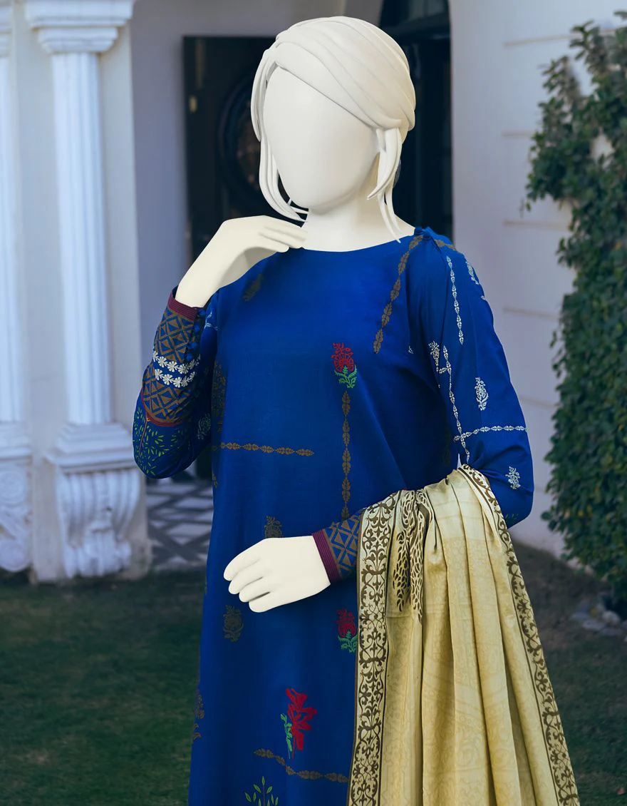 BLUE-BEIGE LAWN 3PC UNSTITCHED | JLAWN-S-US-22-091 AZURA - Image 2