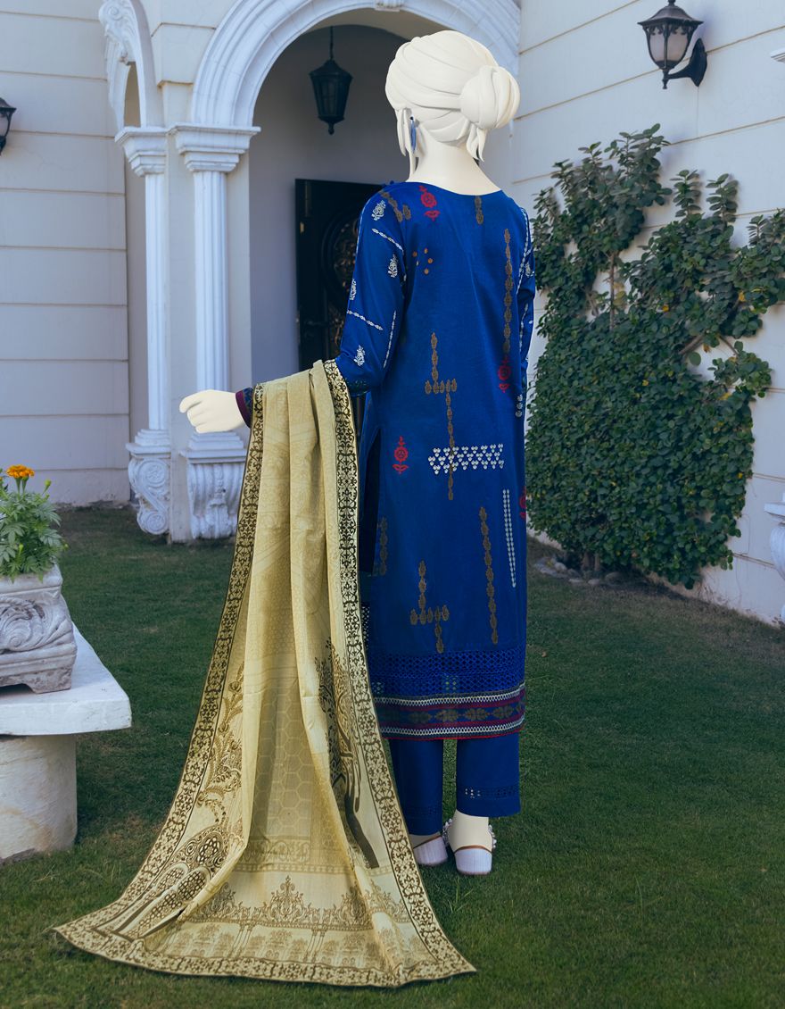 BLUE-BEIGE LAWN 3PC UNSTITCHED | JLAWN-S-US-22-091 AZURA - Image 3