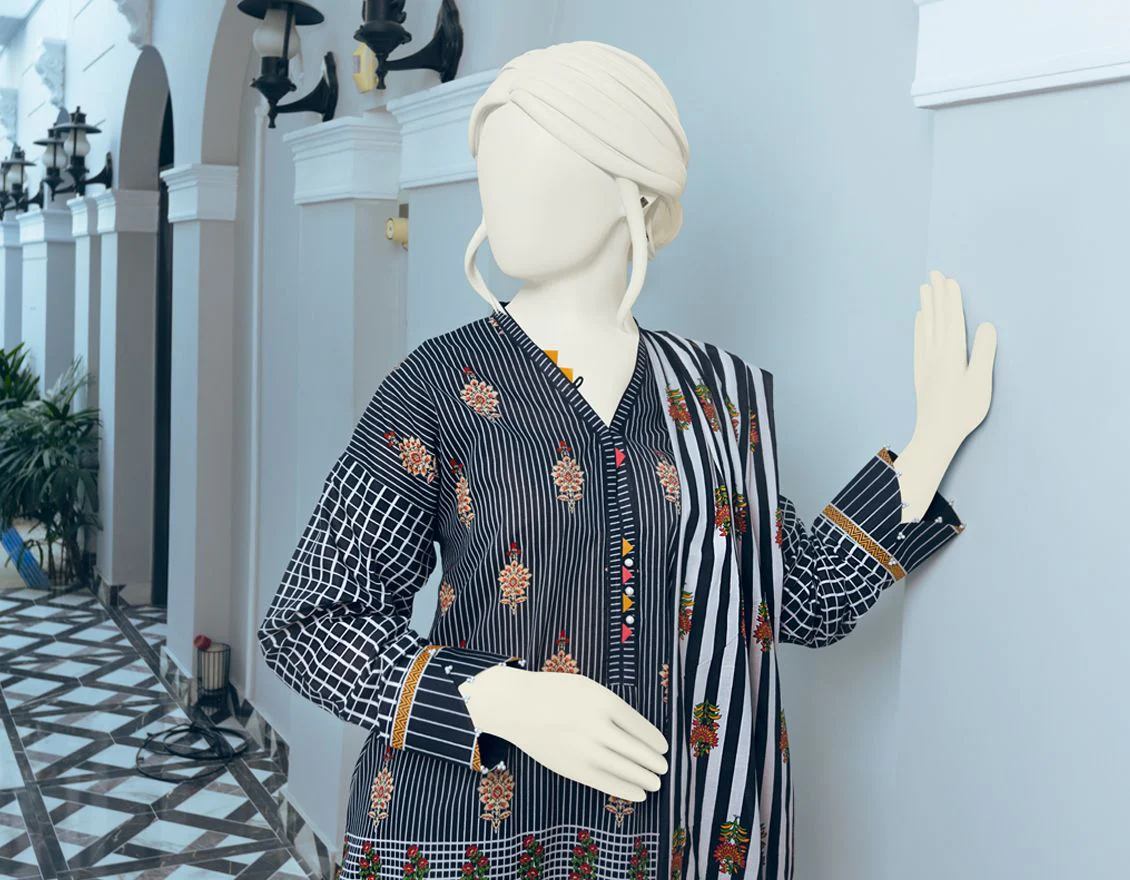 BLACK 3PC UNSTITCHED | JLAWN-S-US-22-092 KHWABEEDA - Image 4