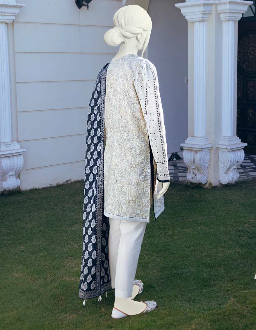 BLACK-BEIGE LAWN 3PC UNSTITCHED | JLAWN-S-US-22-096 KASHMIRI KARI - Image 3