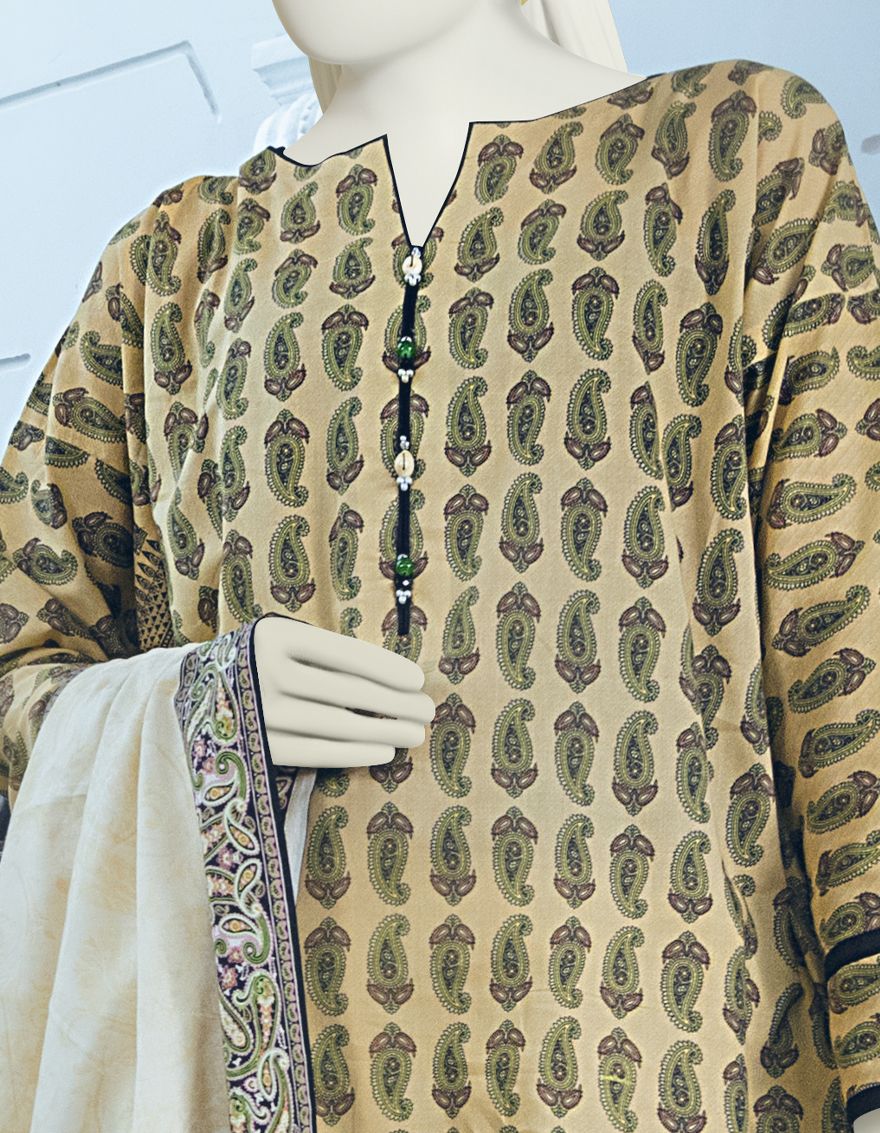 WHITE-YELLOW LAWN 3PC UNSTITCHED | JLAWN-S-US-22-097 NEON PAISLEY - Image 5