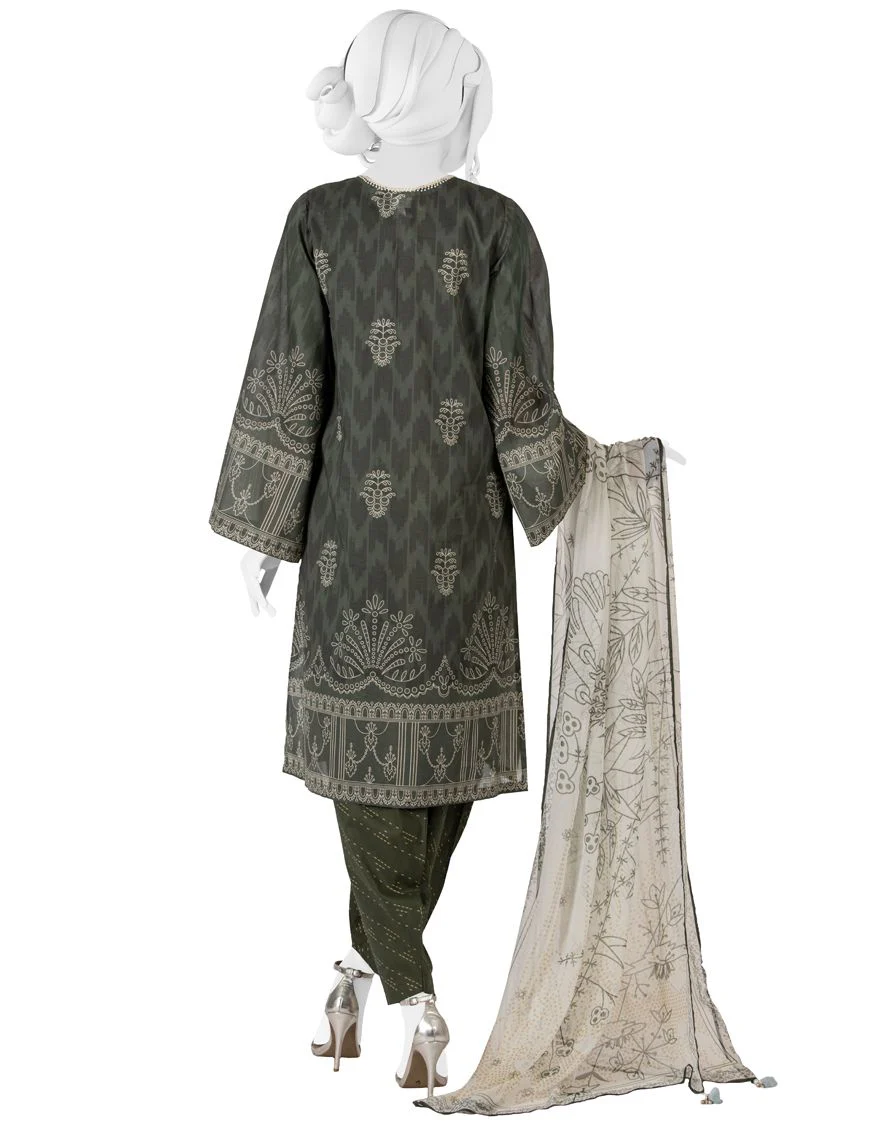 GREEN 3PC UNSTITCHED | JLAWN-S-US-22-110 DAINTY - Image 2