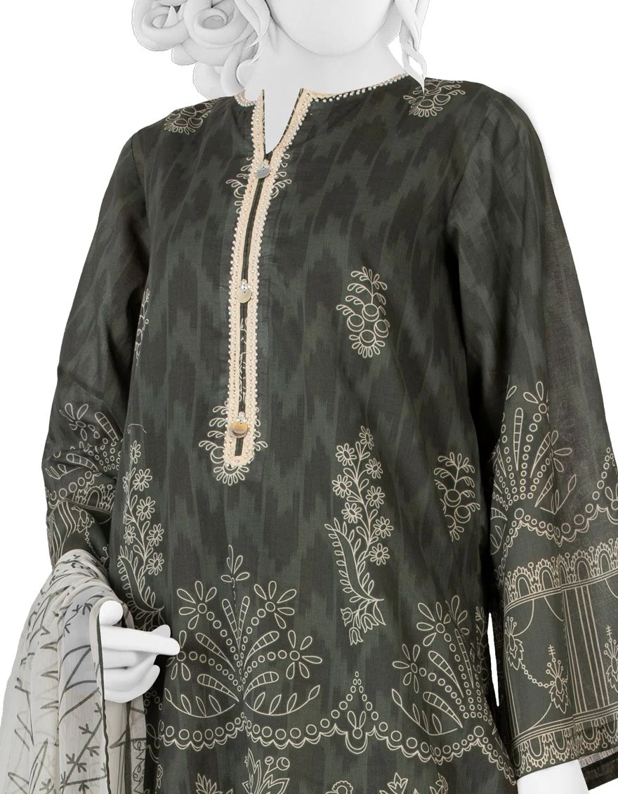 GREEN 3PC UNSTITCHED | JLAWN-S-US-22-110 DAINTY - Image 3