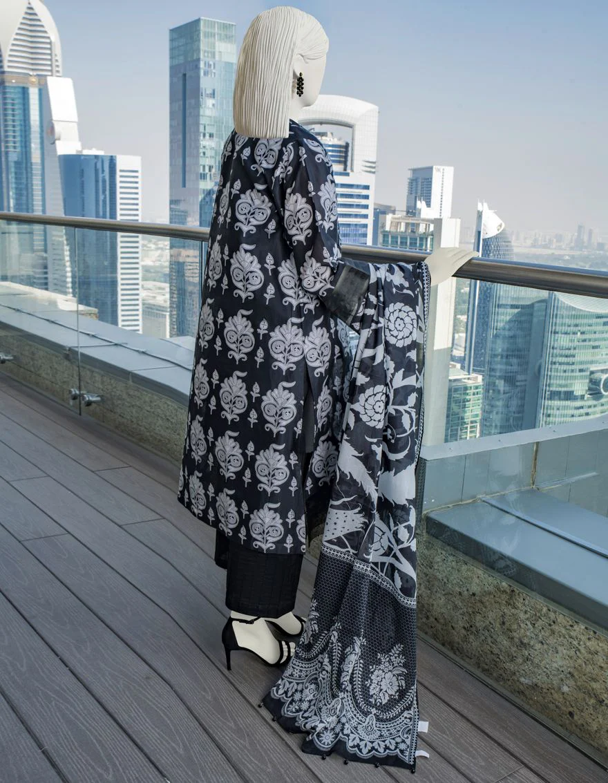BLACK-WHITE LAWN 3PC UNSTITCHED | JLAWN-S-US-22-130 AISE - Image 3