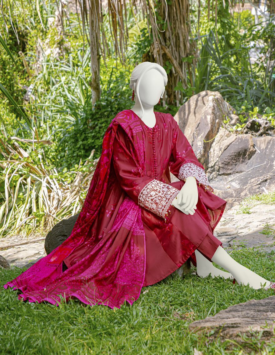 MAROON 3PC UNSTITCHED | JLAWN-S-US-22-131 MUYI - Image 2