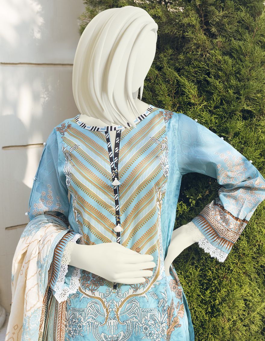 SEA BLUE 3PC UNSTITCHED | JLAWN-S-US-22-135 SHIGAR (22-1034) - Image 2