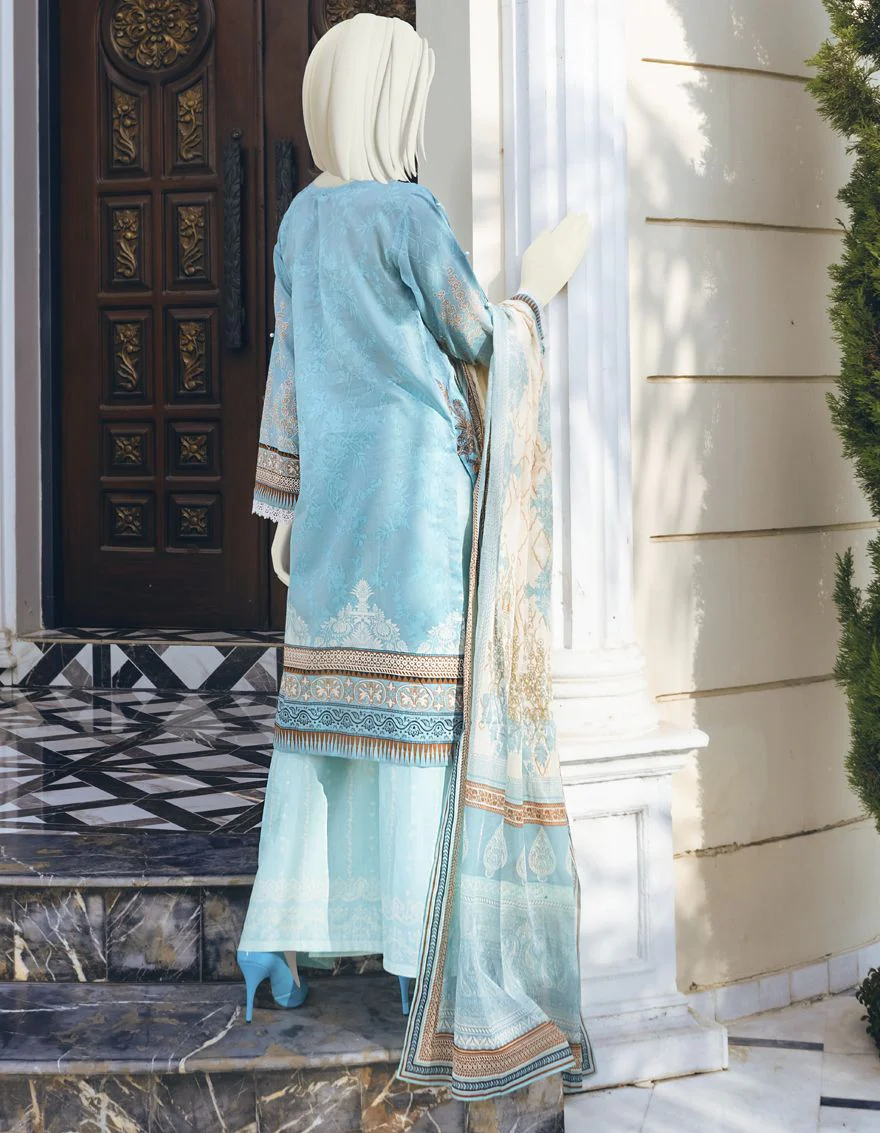 SEA BLUE 3PC UNSTITCHED | JLAWN-S-US-22-135 SHIGAR (22-1034) - Image 3