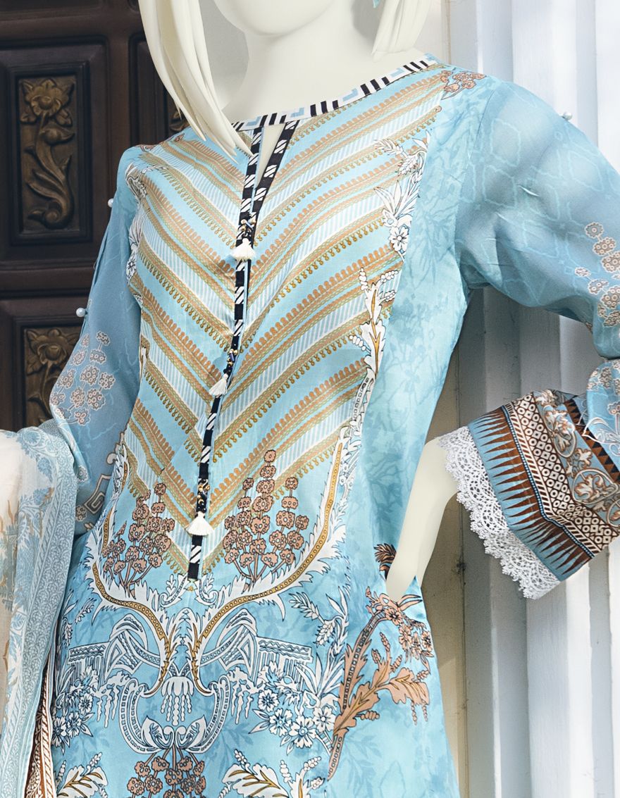 SEA BLUE 3PC UNSTITCHED | JLAWN-S-US-22-135 SHIGAR (22-1034) - Image 4