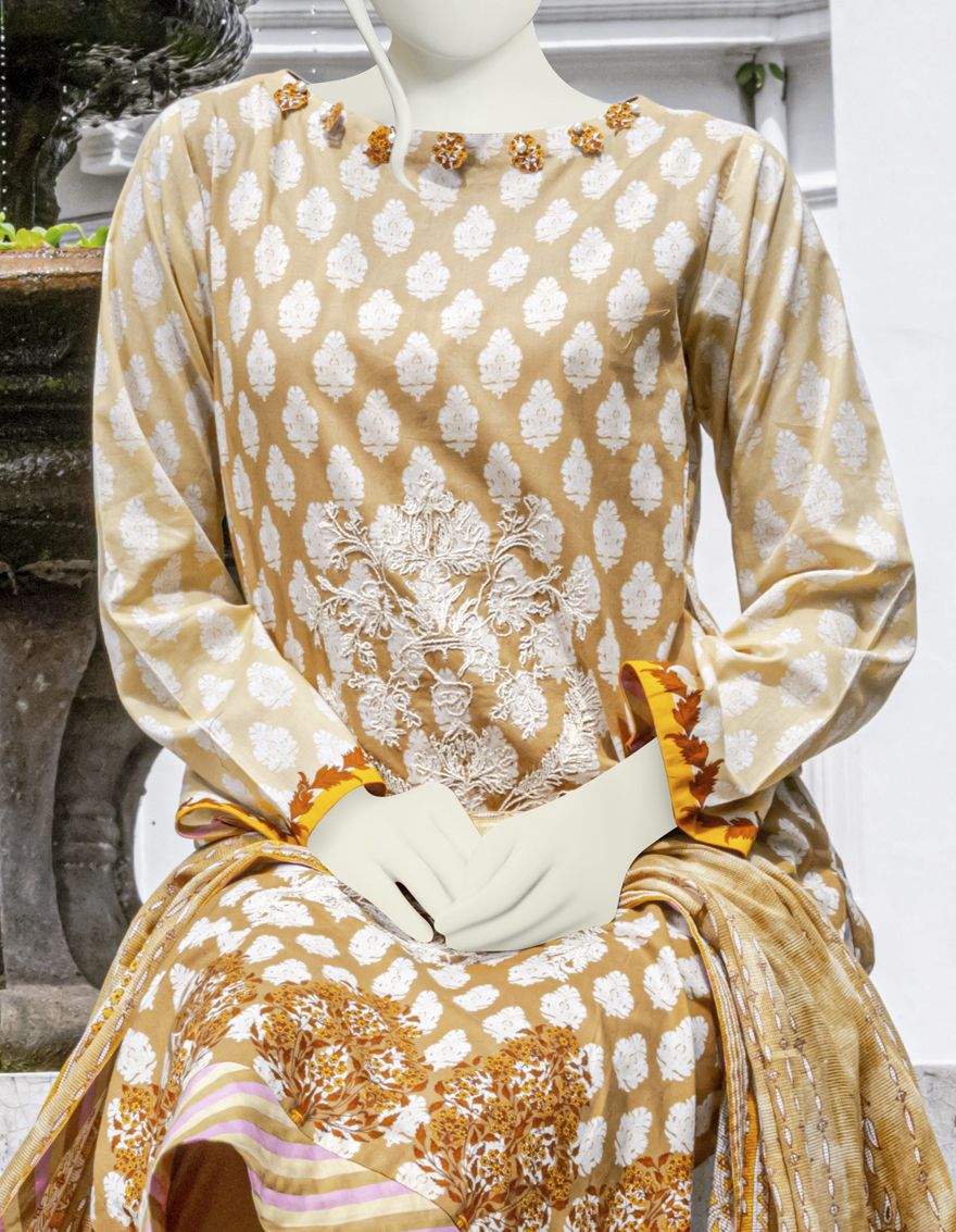 MUSTARD 3PC UNSTITCHED | JLAWN-S-US-22-145 EASTERN SPIRIT - Image 2