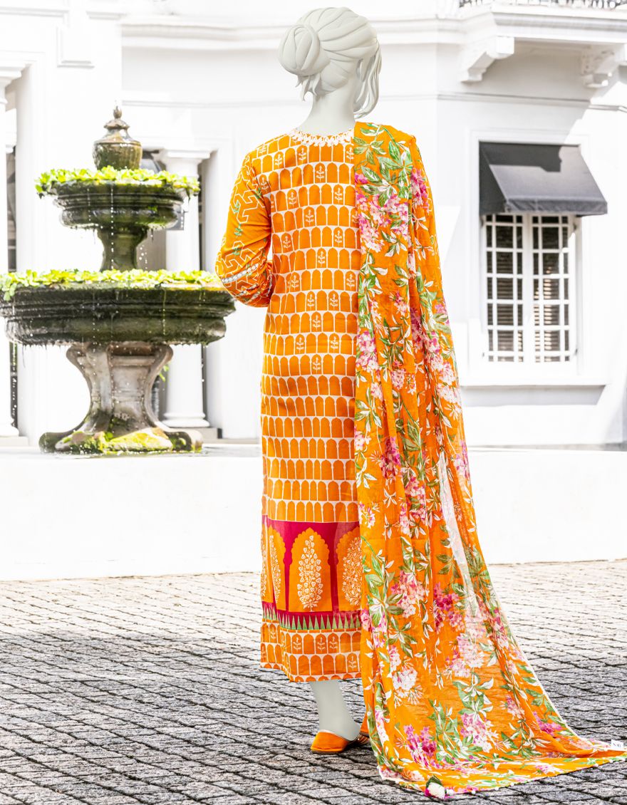 ORANGE 3PC UNSTITCHED | JLAWN-S-US-22-149 ARAAN - Image 2