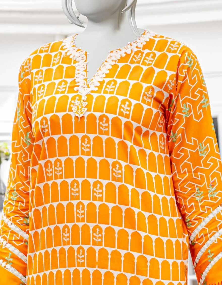 ORANGE 3PC UNSTITCHED | JLAWN-S-US-22-149 ARAAN - Image 3