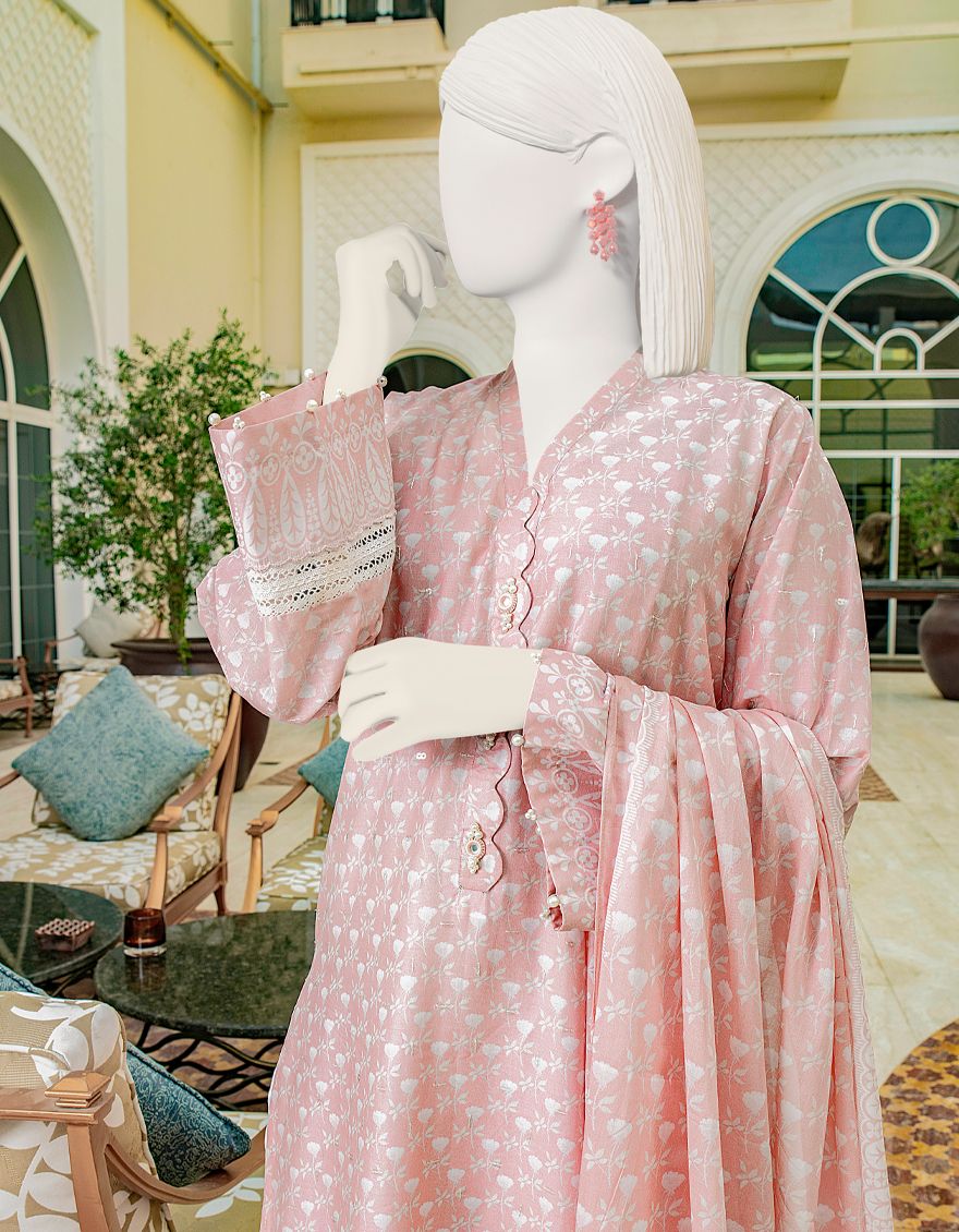 PINK LAWN 3PC UNSTITCHED | JLAWN-S-US-22-155 ZOYA - Image 2