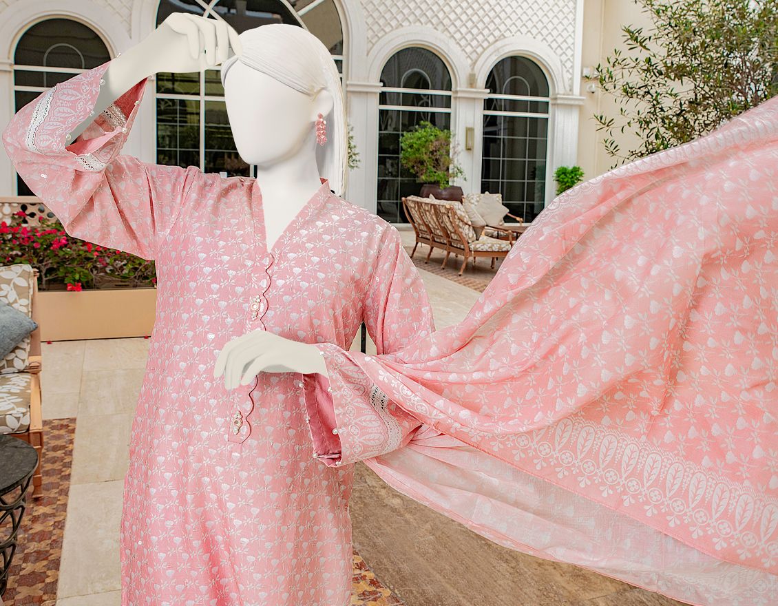PINK LAWN 3PC UNSTITCHED | JLAWN-S-US-22-155 ZOYA - Image 3