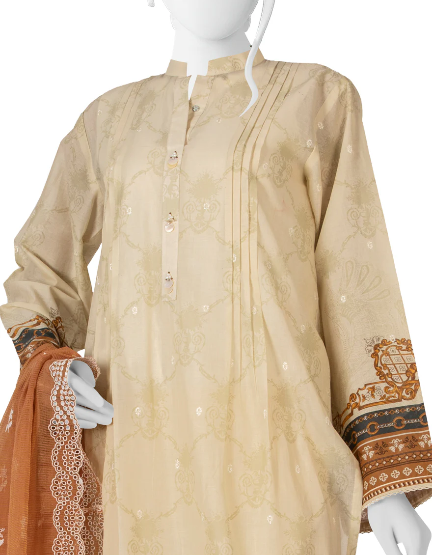 BEIGE LAWN 3PC UNSTITCHED | JLAWN-S-US-22-161 EBRU - Image 2
