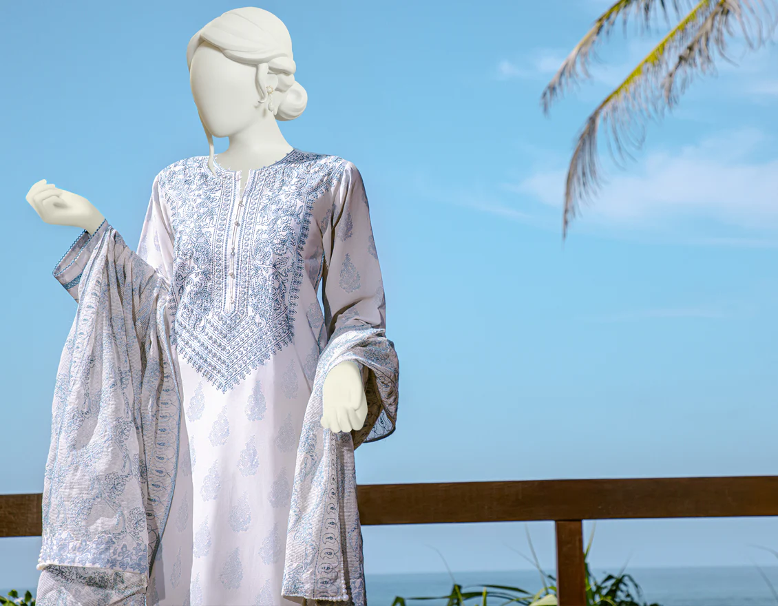 BLUE-OFF WHITE LAWN 3PC UNSTITCHED | JLAWN-S-US-22-163 ARRYN - Image 4