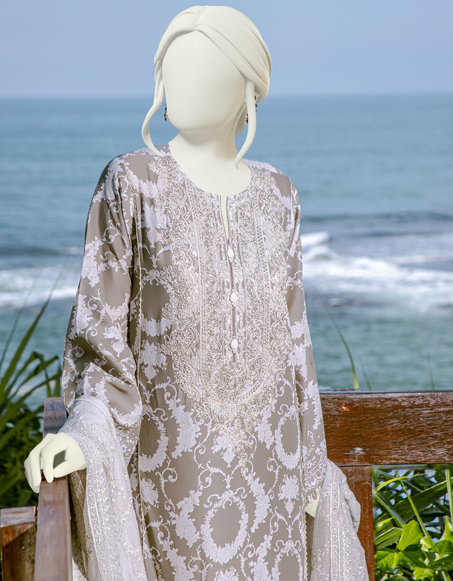 GREY 3PC UNSTITCHED | JLAWN-S-US-22-164 STILA - Image 2