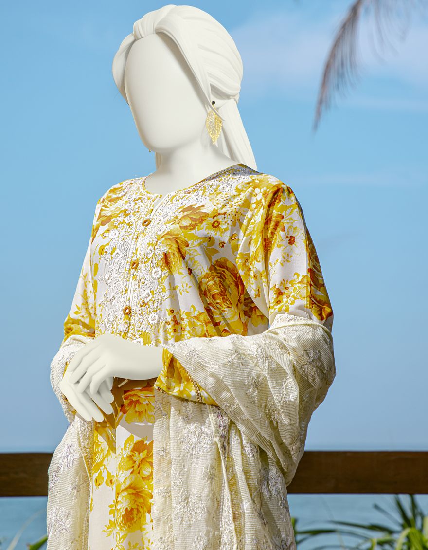 YELLOW 3PC UNSTITCHED | JLAWN-S-US-22-165 DAISUKE - Image 2