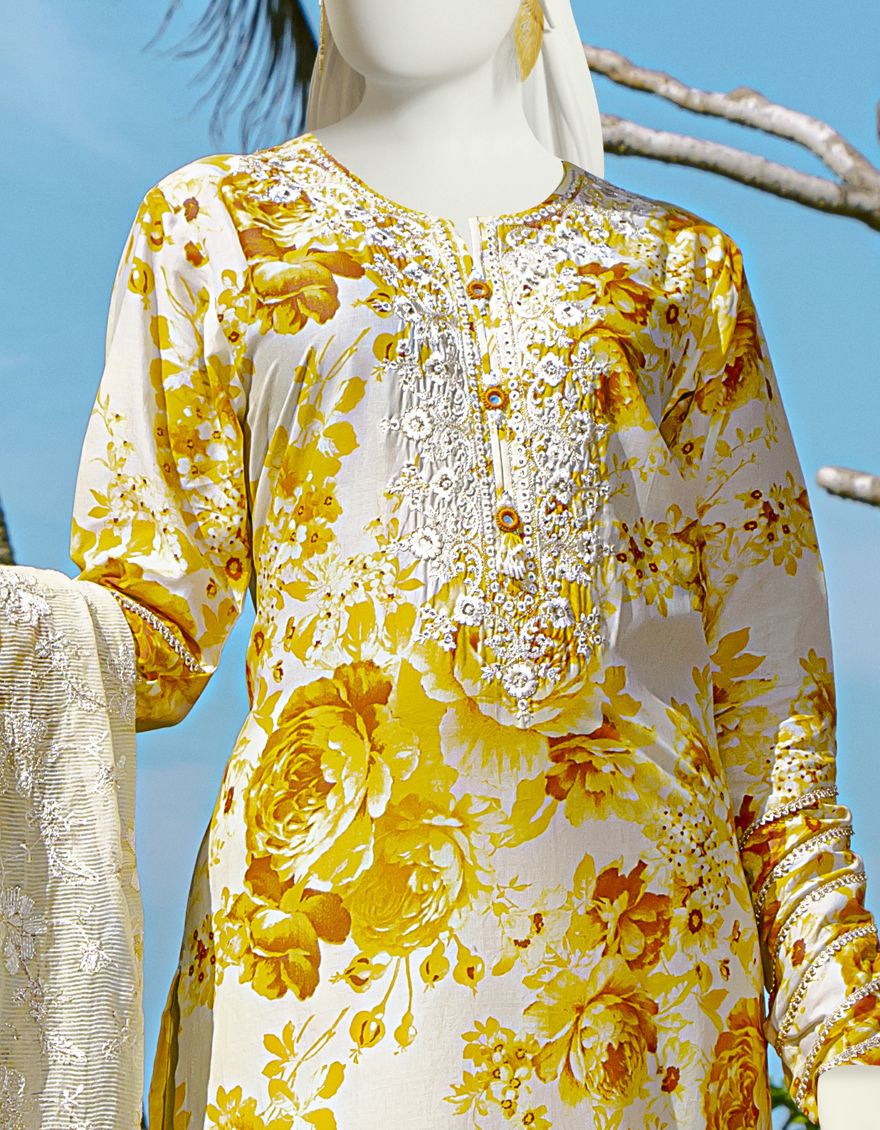 YELLOW 3PC UNSTITCHED | JLAWN-S-US-22-165 DAISUKE - Image 3