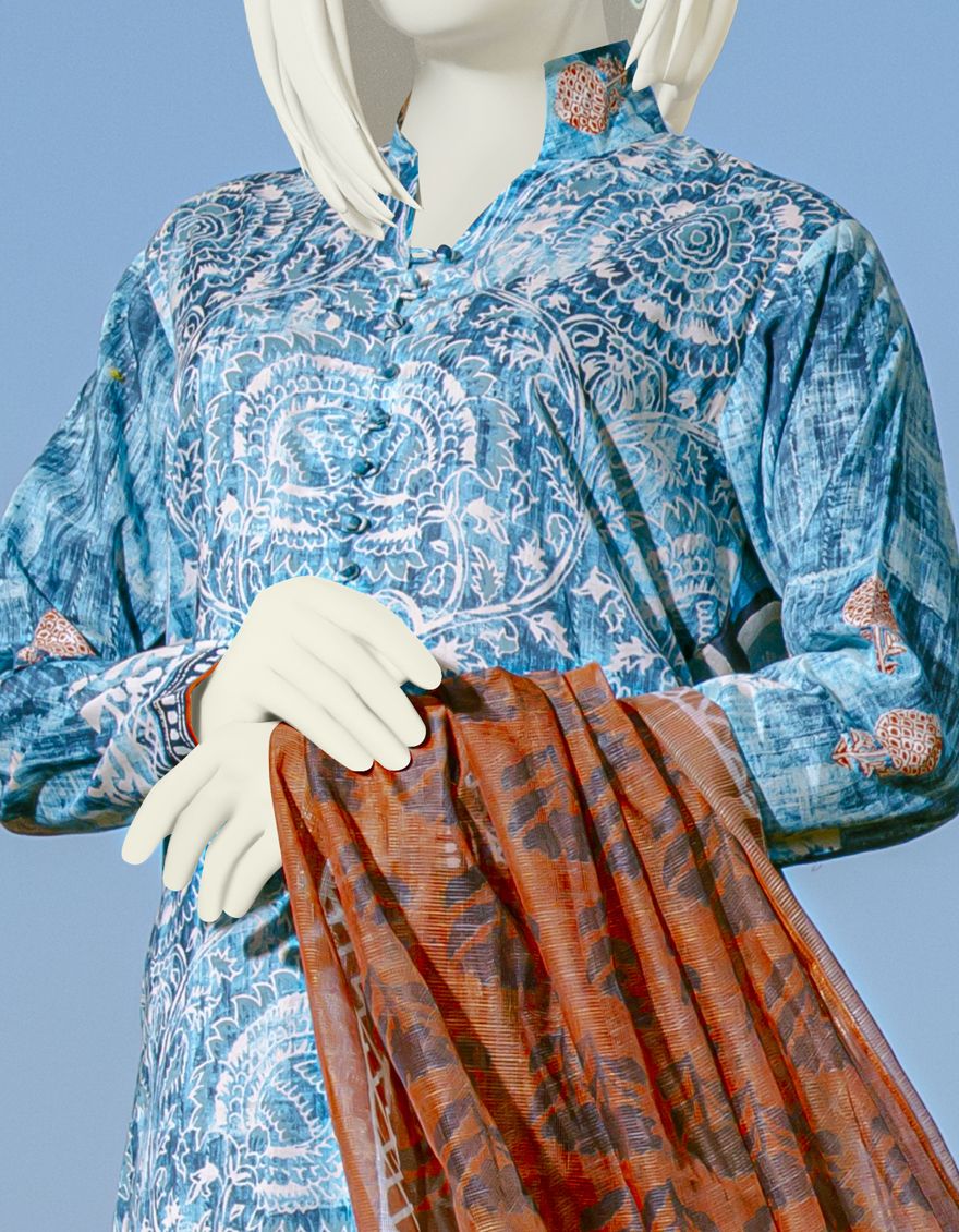 BLUE 3PC UNSTITCHED | JLAWN-S-US-22-167 MAVI - Image 2