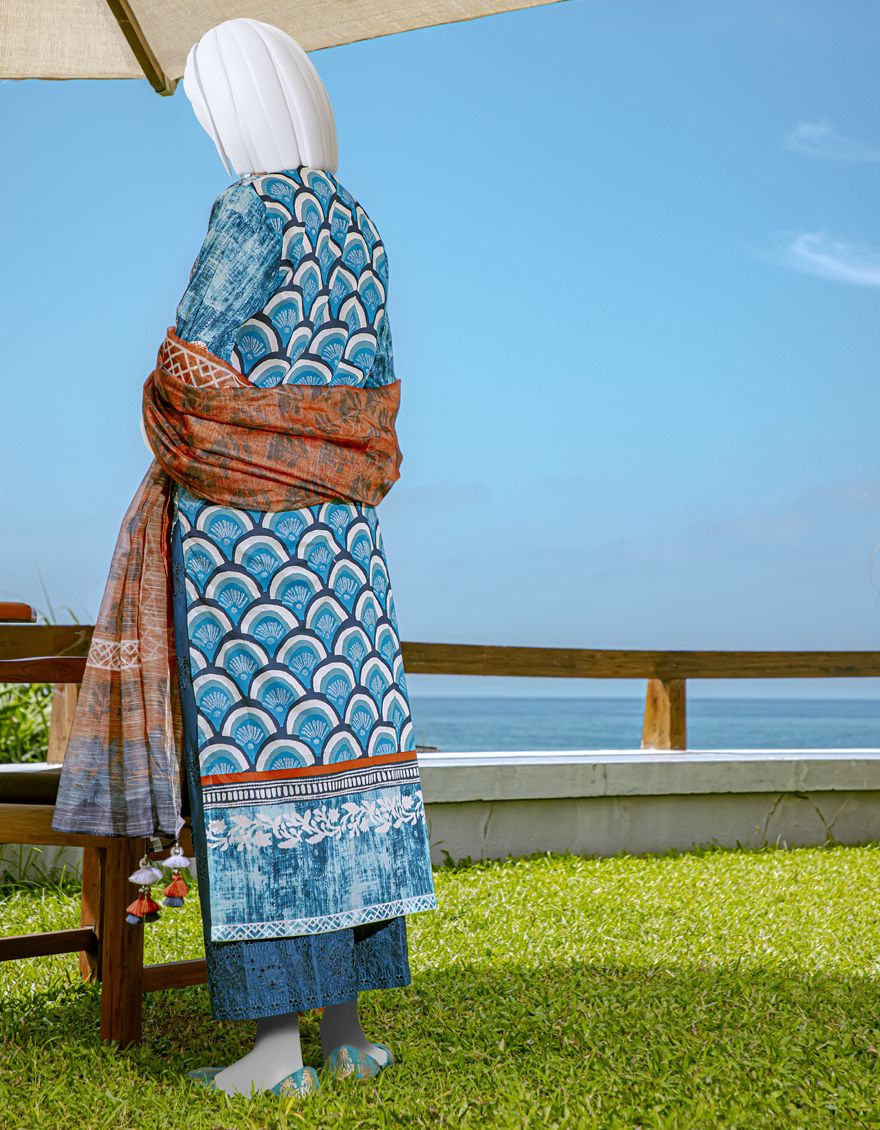 BLUE 3PC UNSTITCHED | JLAWN-S-US-22-167 MAVI - Image 4