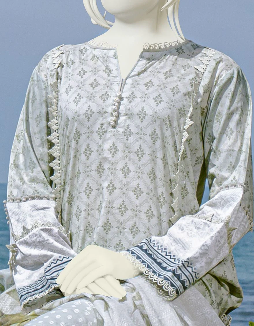 GREEN 3PC UNSTITCHED | JLAWN-S-US-22-171 KALMIA - Image 2