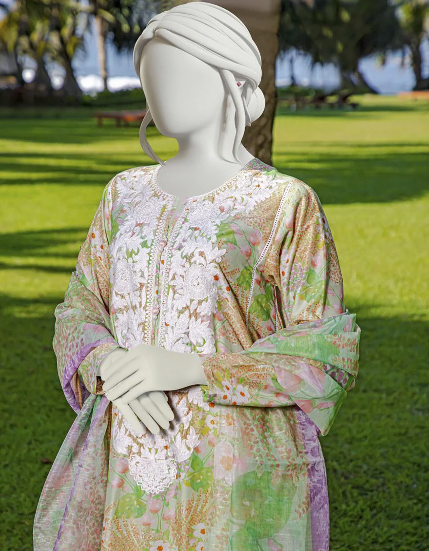 GREEN 3PC UNSTITCHED | JLAWN-S-US-22-177 LEVENDER - Image 2