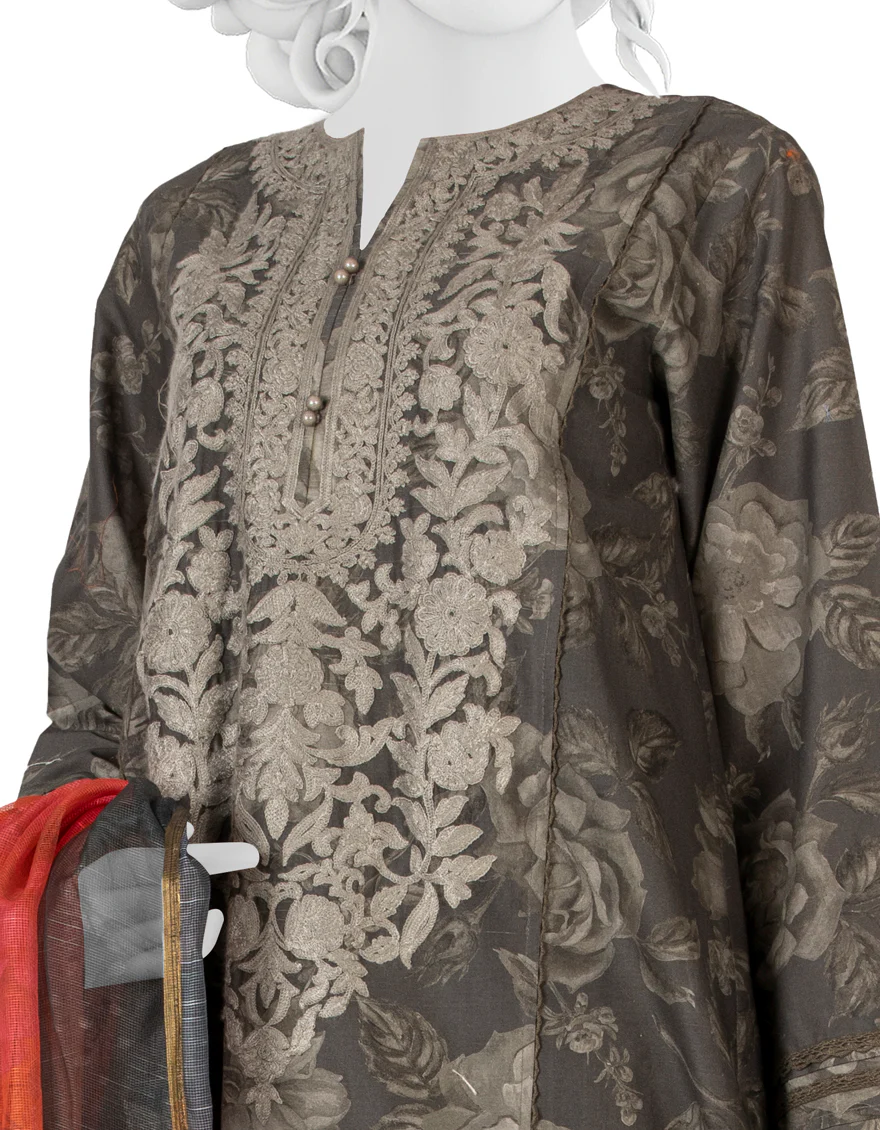 GREY LAWN 3PC UNSTITCHED | JLAWN-S-US-22-178 ELVIS - Image 2