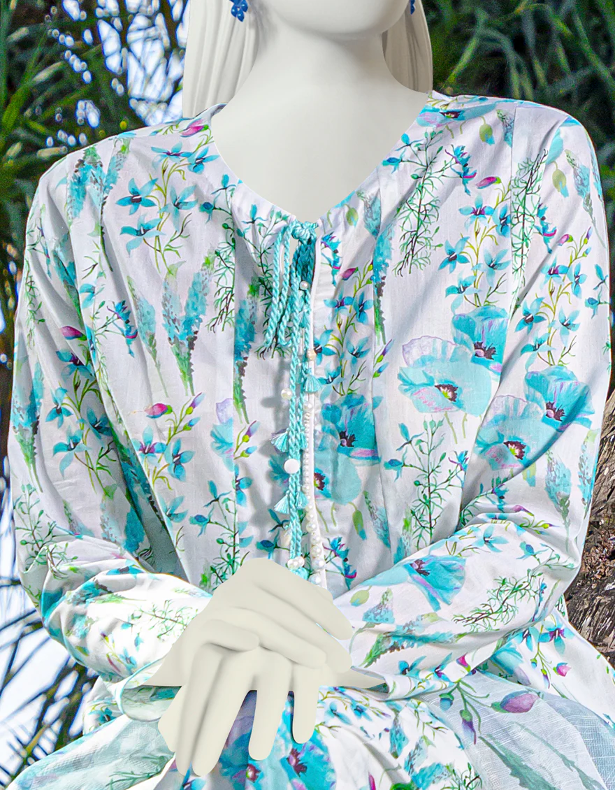 BLUE LAWN 3PC UNSTITCHED | JLAWN-S-US-22-181 AVEDA - Image 2